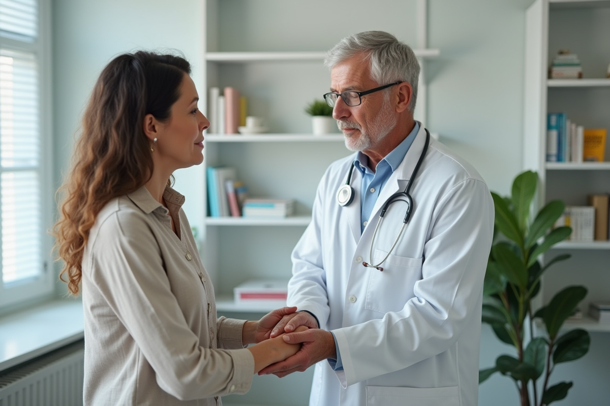 Dermatologue examine le bras d