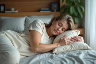 Femme allongée sur le côté avec épaule blessée en confort