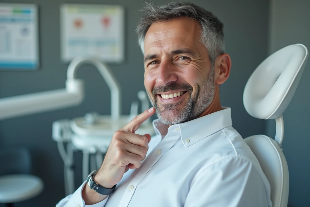 Homme en examen dentaire en cabinet médical