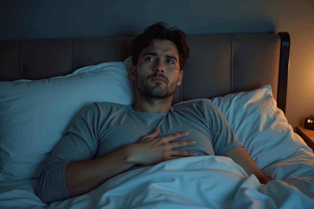 Homme inquiet allongé dans son lit