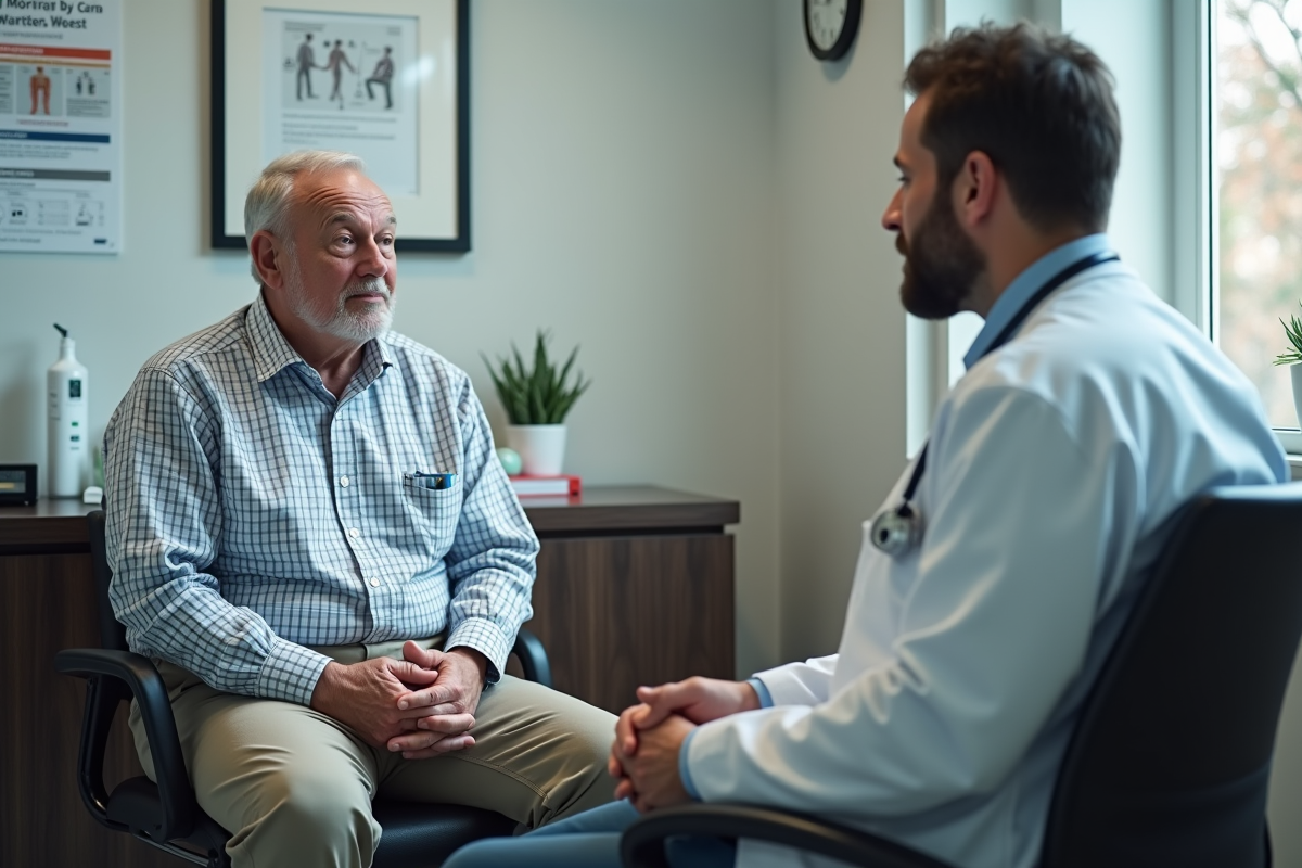 Médecin discutant avec un patient dans un cabinet médical moderne