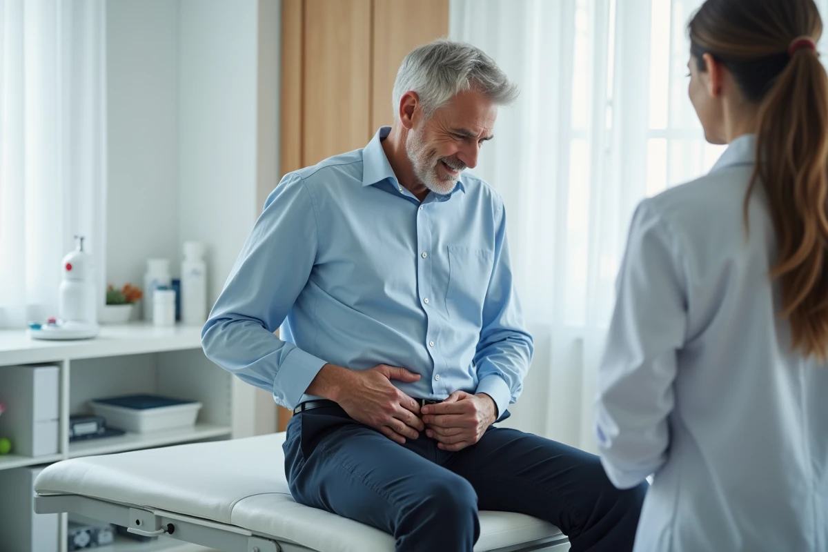 Médecin homme en examen médical dans un cabinet moderne
